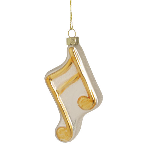 4" Gold Glitter Musical Eighth Note Glass Christmas Ornament