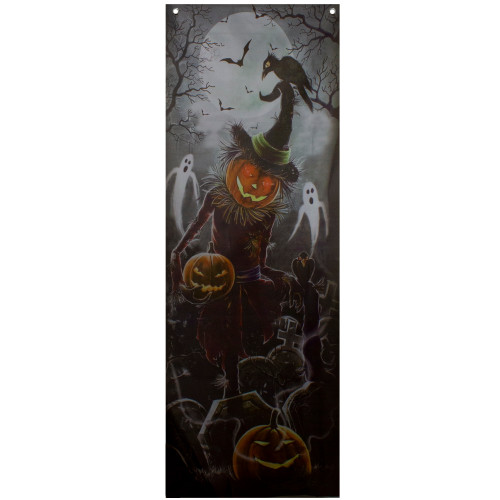 Jack O' Lantern in Graveyard Halloween Door Decoration - 70.75"