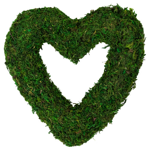 Reindeer Moss and Twig Artificial Heart Wreath - 13.5"