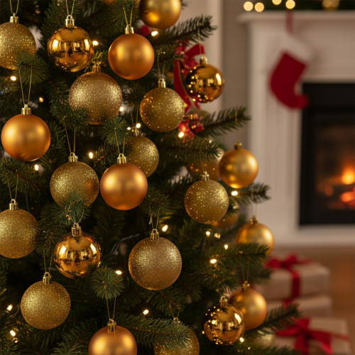 Shatterproof 4-Finish Christmas Ball Ornaments 2.5" (60mm) - Antique Gold - 60ct