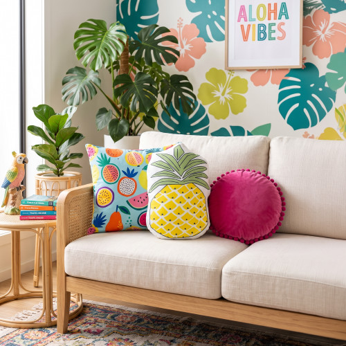 Plush Pineapple Fleece Throw Pillow - 18.5" x 12.5" - Yellow and Green