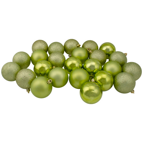 Shatterproof 4-Finish Christmas Ball Ornaments - 2.5" (60mm) - Kiwi Green - 24ct