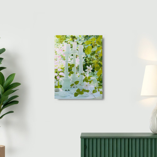 LED Lighted Flickering Clematis Garden Candles Canvas Wall Art - 15.75" x 11.75"