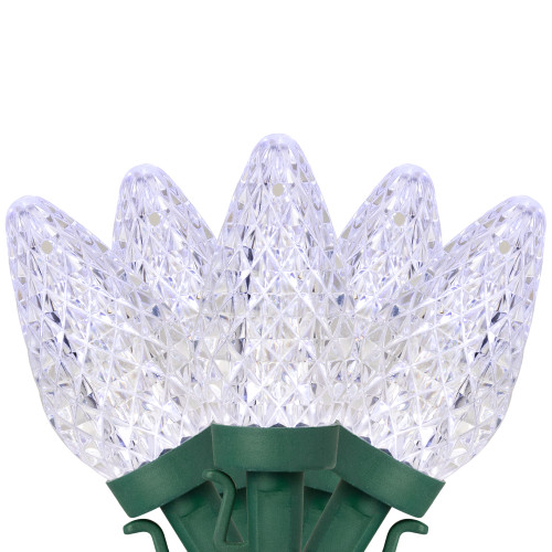 LED Faceted C9 Christmas Lights - Pure White - 67' Green Wire - 100ct