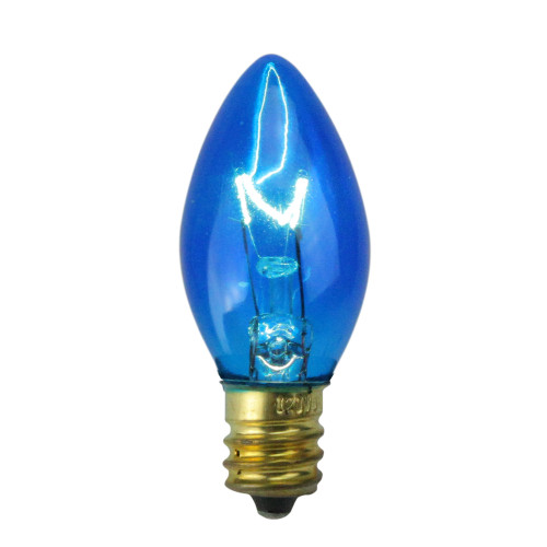 Transparent C7 Incandescent Christmas Replacement Bulbs - Blue - Pack of 25