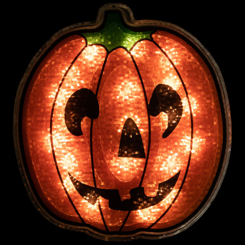 Lighted Holographic Jack O' Lantern Halloween Window Decoration - 13.5"