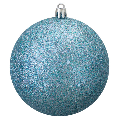 Holographic Glitter Shatterproof Christmas Ball Ornament - Turquoise Blue - 4" (100mm)