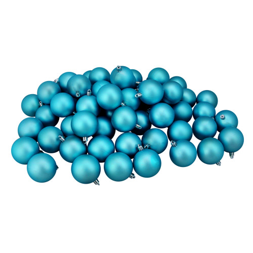 Shatterproof Matte Christmas Ball Ornaments 2.5" (60mm) - Turquoise Blue  - 60ct