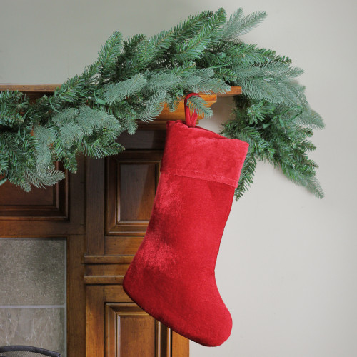 Traditional Velvet Christmas Stocking - 19" - Red