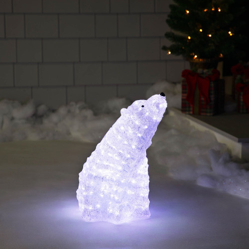 LED Lighted Acrylic Commercial Grade Polar Bear Outdoor Christmas Decoration - 18.5"