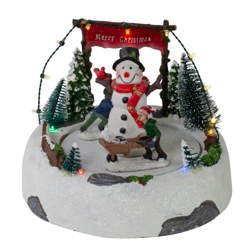 8" LED Lighted and Animated Christmas Village with Snowman