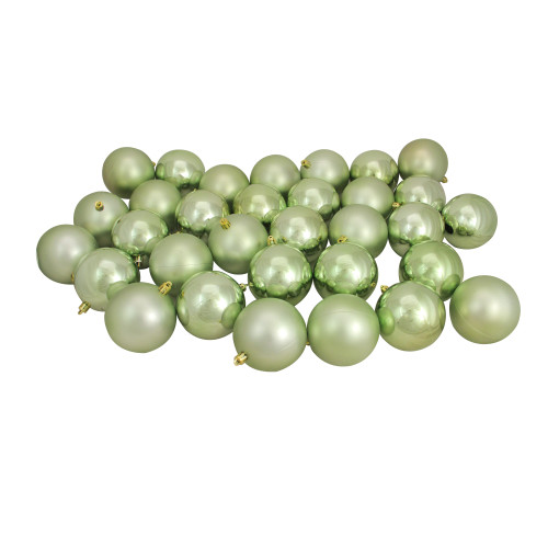 Shatterproof 2-Finish Christmas Ball Ornaments - 3.25" (80mm) - Celadon Green - 32ct