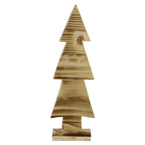 12.5" Rustic Wood Cut-Out Christmas Tree Table Top Decoration