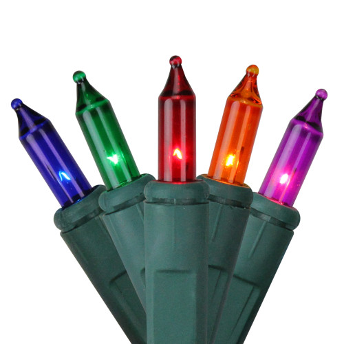 10-Count Multi-Color Mini Christmas Light Set, 7.5ft Green Wire