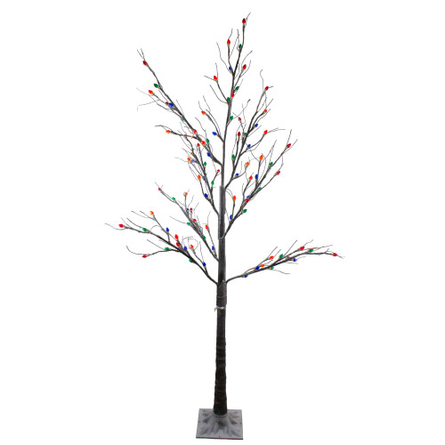 6' Pre-Lit LED Brown Artificial Christmas Tree- Multi-Colored lights