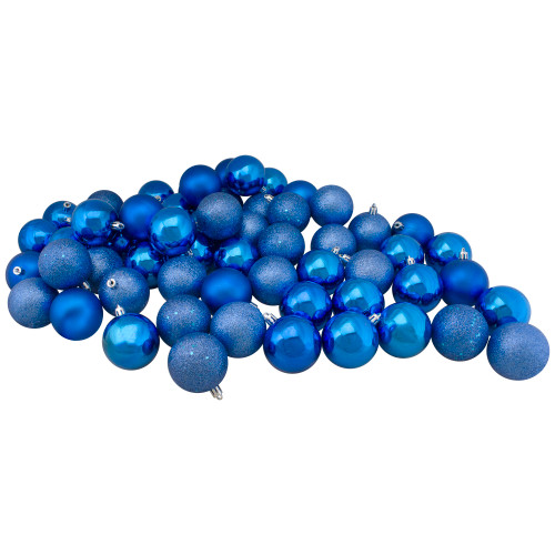 60ct Lavish Blue Shatterproof 4-Finish Christmas Ball Ornaments 2.5" (60mm)