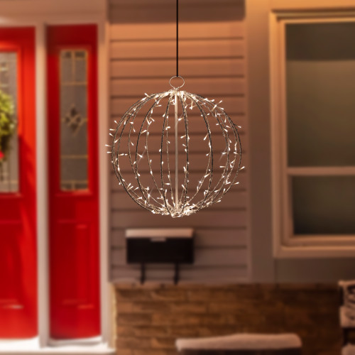 LED Lighted 3D Hanging Sphere Christmas Decoration - Warm White - 30"
