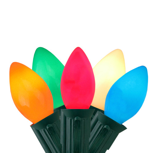 Opaque C7 Christmas String Lights - MultiColor - 24' Green Wire - 25ct