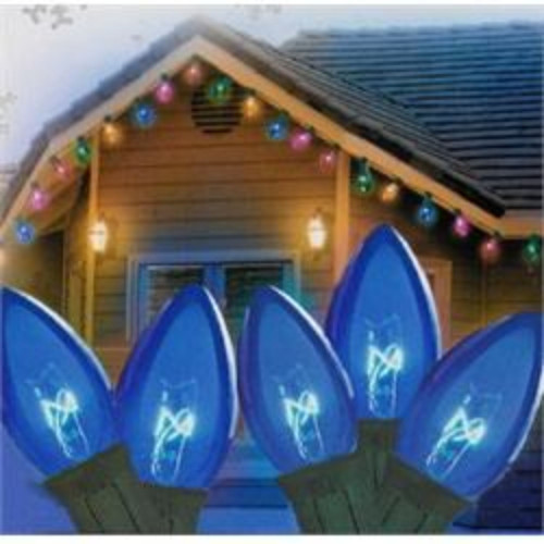 C7 Christmas String Lights - Blue - 24' Green Wire - 25ct