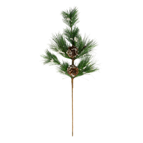 24" Frosted Long Pine Needle and Pine Cone Artificial Christmas Spray