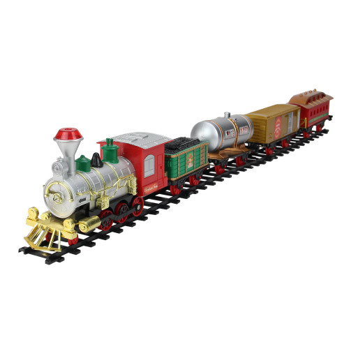 17-Piece Battery Operated Lighted and Animated Christmas Express Train Set with Sound