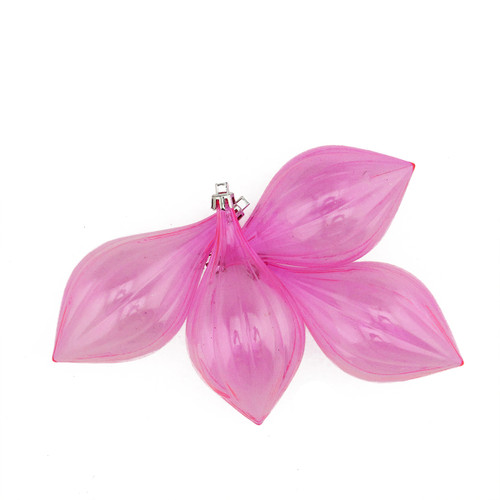 4ct Pink Shatterproof Transparent Christmas Finial Ornaments 5"