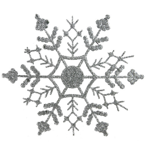 Glitter Snowflake Christmas Ornaments - 4" - Silver Splendor - 24ct