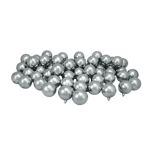 Shatterproof Shiny Christmas Ball Ornaments 2.5" (60mm) - Gray - 60ct