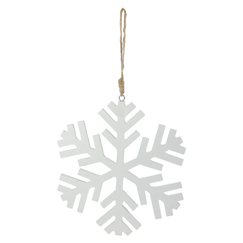 8.75" White Solid Contemporary Snowflake Hanging Christmas Ornament