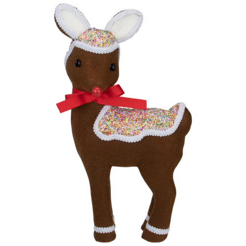 13.75" Gingerbread Kisses Baby Reindeer with Red Nose Christmas Figure