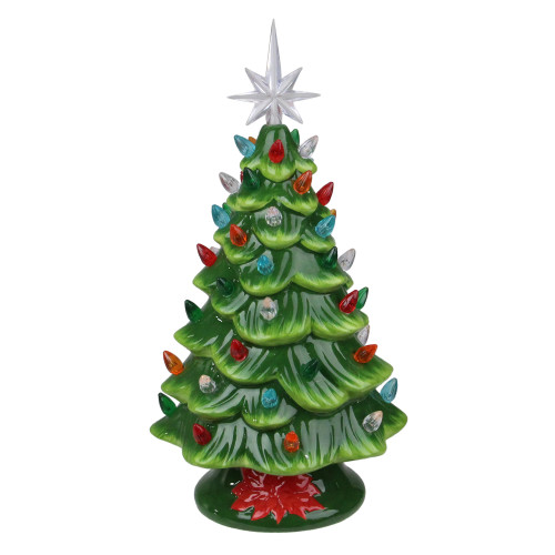 13" LED Lighted Retro Table Top Christmas Tree with Star Topper