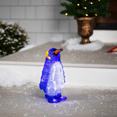 LED Lighted Penguin Commercial Grade Acrylic Outdoor Christmas Decoration - 12.5"