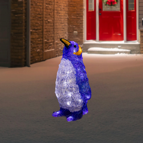 LED Lighted Commercial Grade Acrylic Penguin Outdoor Christmas Decoration - 12.5"