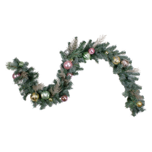 6' Pink and Gold Ornaments Frosted Artificial Christmas Garland- Unlit