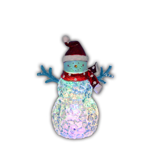 8.5" LED Lighted Snowman with Santa Hat Christmas Decoration