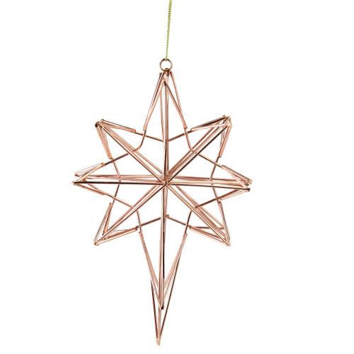 6.75" Rose Gold Geometric Wire 8-Point Star Christmas Ornament