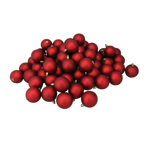 Shatterproof Matte Christmas Ball Ornaments 2.5" (60mm) - Red - 60ct