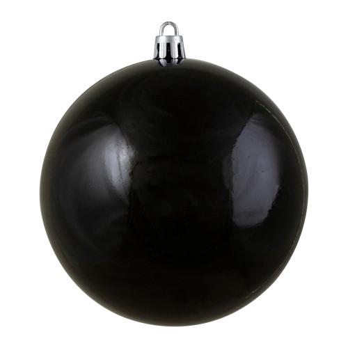 4" Shiny Black Shatterproof Christmas Ball Ornament (100mm)