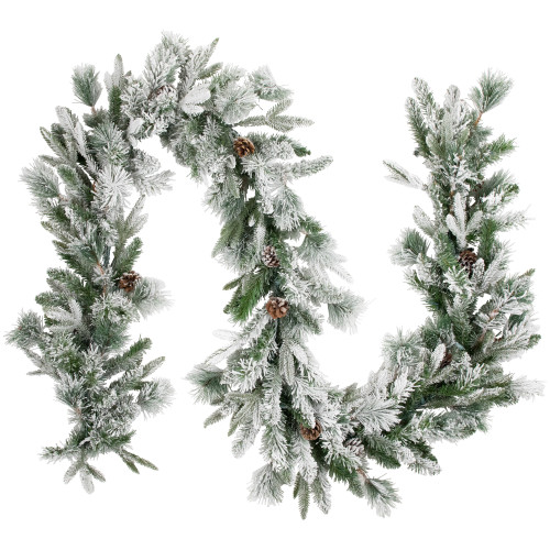 Real Touch™️ Flocked Rosemary Emerald Angel Pine Artificial Christmas Garland - 9' x 14" - Unlit