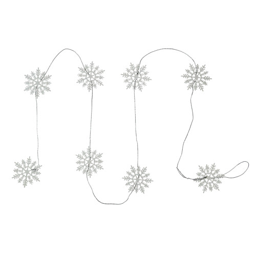 5' White Glitter Dusted Wooden Snowflake Christmas Garland