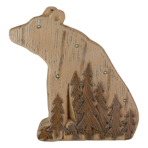 13.5" Lighted Brown Bear Christmas Tabletop Decoration
