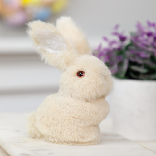Plush Standing Easter Bunny Rabbit Spring Figurine - 4.75" - White