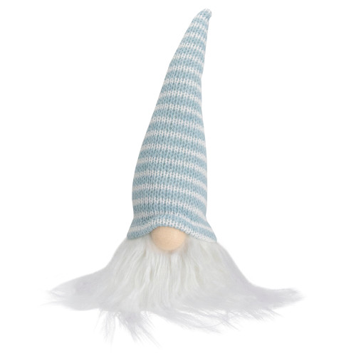 7.5" Aqua Blue and White Striped Hat Spring Gnome