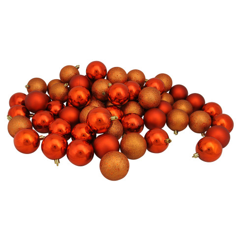 Shatterproof 4-Finish Christmas Ball Ornaments 2.5" (60mm) - Orange - 60ct