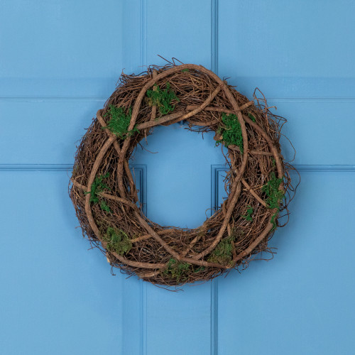 Moss and Twig Artificial Spring Wreath - 13" - Green and Brown