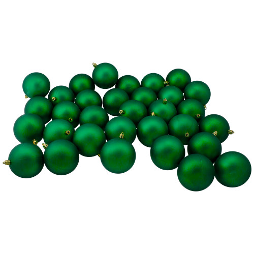 Shatterproof Matte Christmas Ball Ornaments - 3.25" (80mm) - Green - 32ct