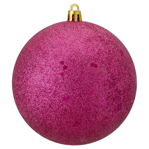 Magenta Pink Glitter Shatterproof Christmas Ball Ornament 4" (100mm)