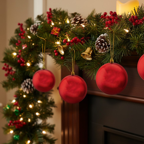 12ct Red Hot Shiny Shatterproof Christmas Ball Ornaments 4" (100mm)