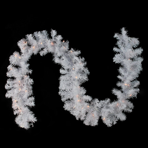 Pre-Lit Crystal Spruce Artificial Christmas Garland - 9' x 12" - Clear AlwaysLit Lights