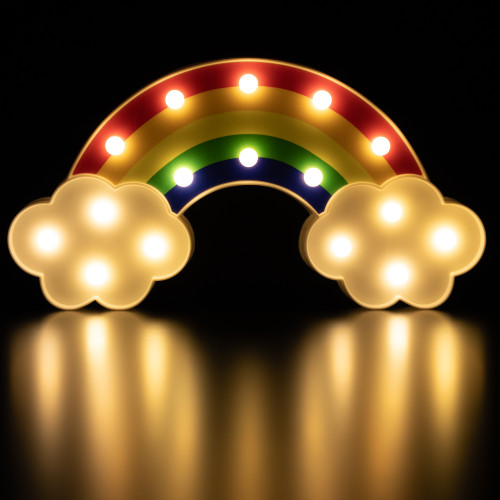 LED LIghted Rainbow with Clouds Marquee Wall Art - 12"